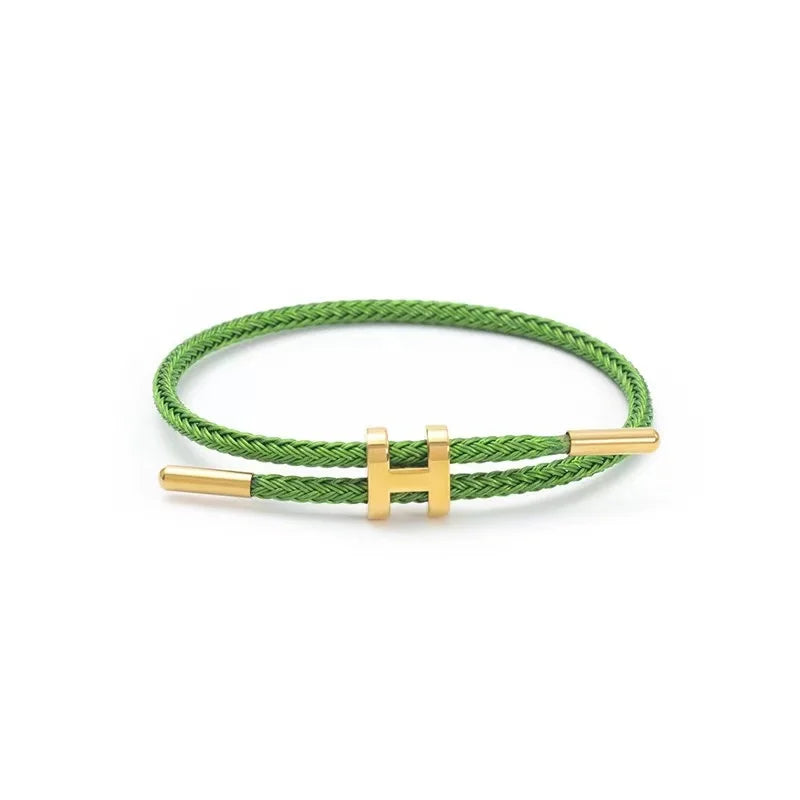 Braided Rope Bracelet Adjustable for Women with Stainless Steel Charms Arm Stacking Jewelry - EastCurated