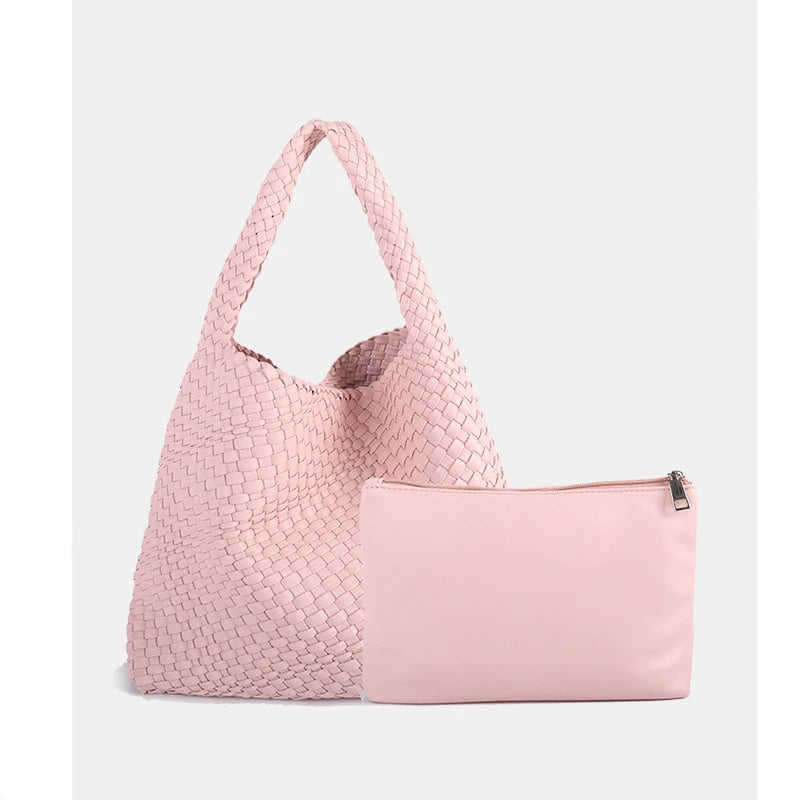 ZR DIARY Handmade Woven Bag Women PU Leather Large Capacity Totes Fashion Shoulder Bag 224BZ9389-1 - EastCurated