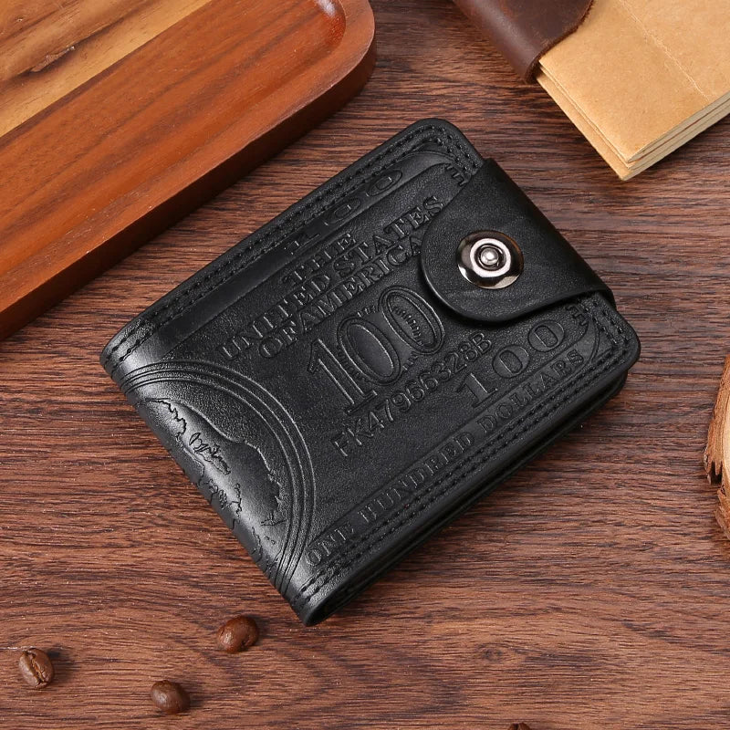 Men's Wallets  Dollar PatternWallet Male Leather Walet Photo Card HolderFashion Large Capacity Wallet Purse Bag - EastCurated