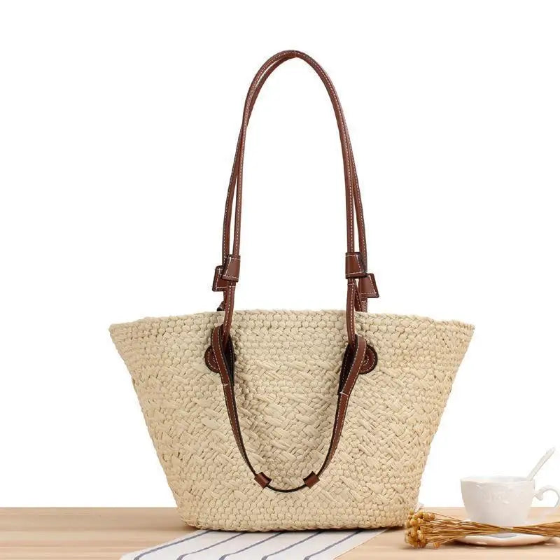 Handwoven Straw Tote Bag - EastCurated