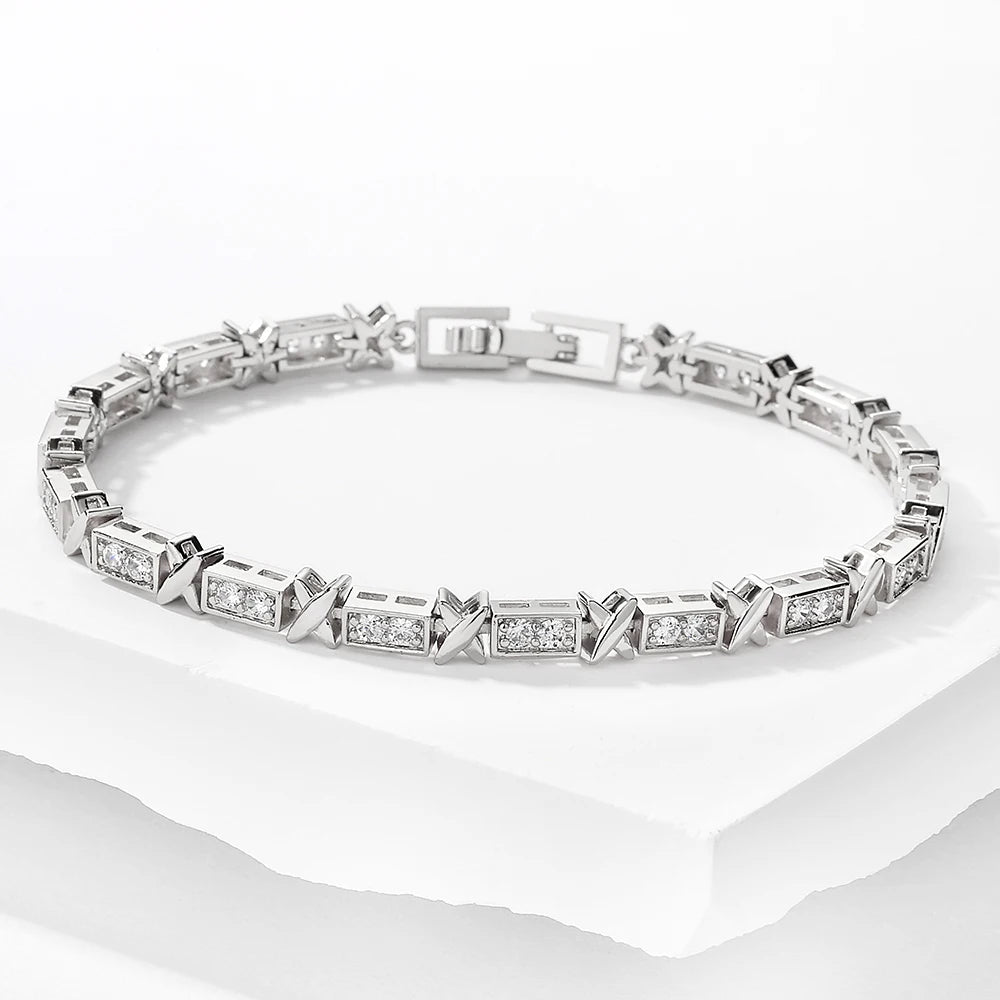 Classic X Cross Zirconia Charm Bracelets Luxury Wedding Party Jewelry For Women Men