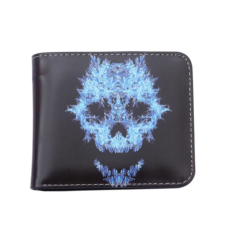 PVC Skull Pattern Short Wallet Cartoon Man Leather Wallets Retro Men's Wallet Small Change Bag Card Bag - EastCurated