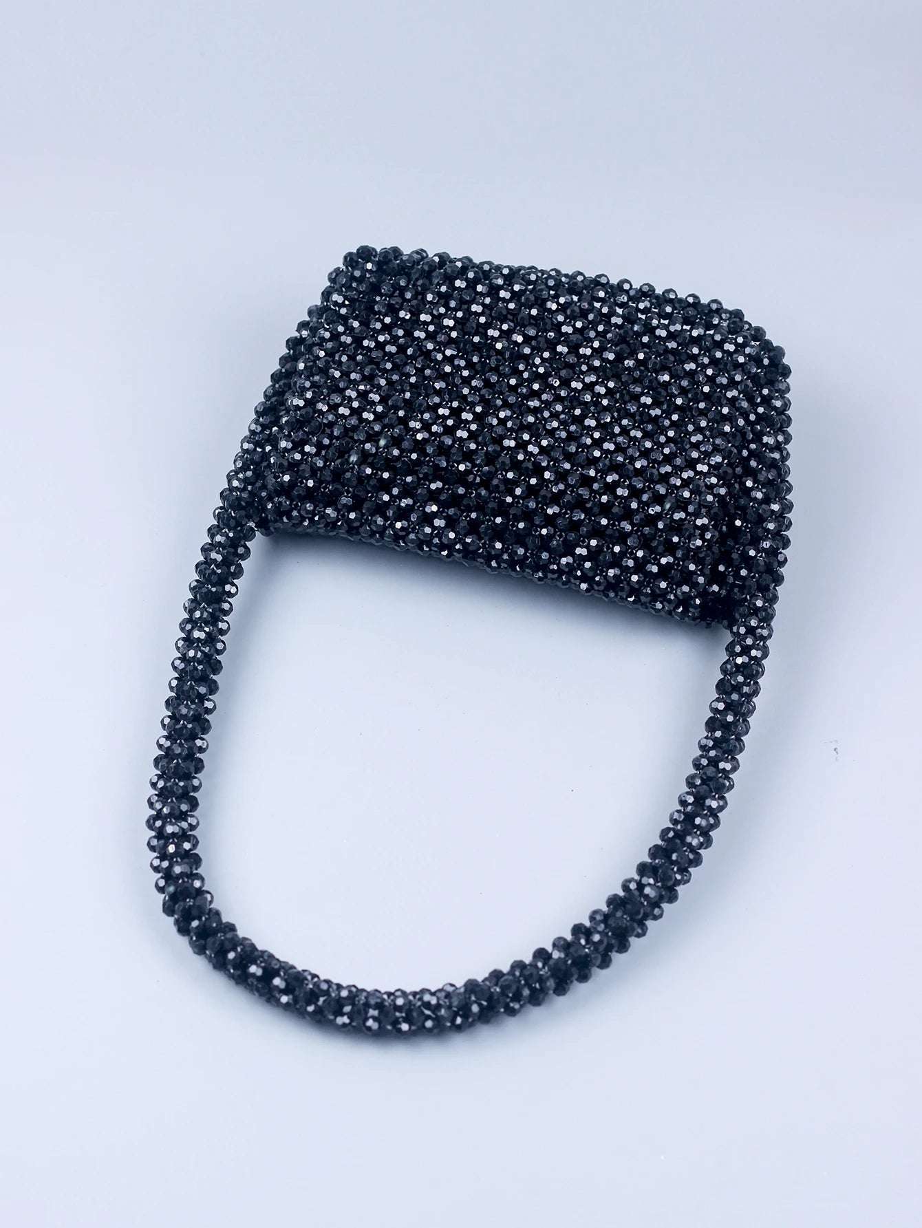 New Black Acrylic Corner Beads U-shaped Handle Women's Dinner Handwoven Fashion Shoulder Bag