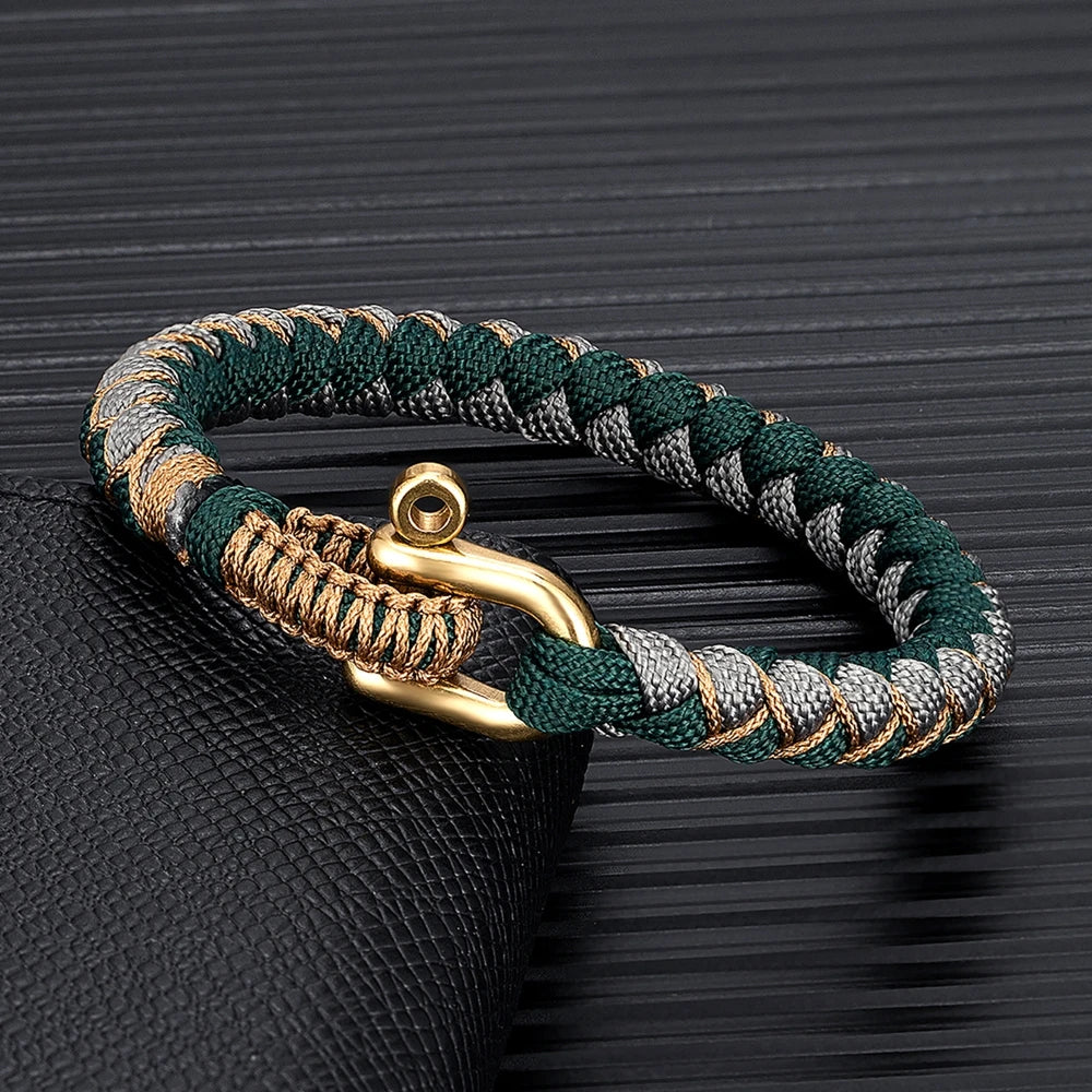 MKENDN Creative Design U shape Brass Shackle Buckle Survival Bracelet Handmade Outdoor Camping Rescue Emergency Rope Bracelet - EastCurated