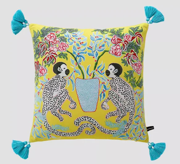 White Moneky Cushion Cover Soft Velvet Pillowcase Both Side Print Animal Cute Chinese Style Pillowcase Shell 60cm Home Sofa Deco - EastCurated