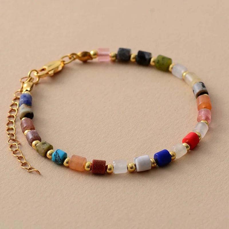 Kaseakia Bohemian Boho 7-color Natural Stone Handmade Beads Women's Adjustable Beaded Bracelet Jewelry for Women Fashion - EastCurated