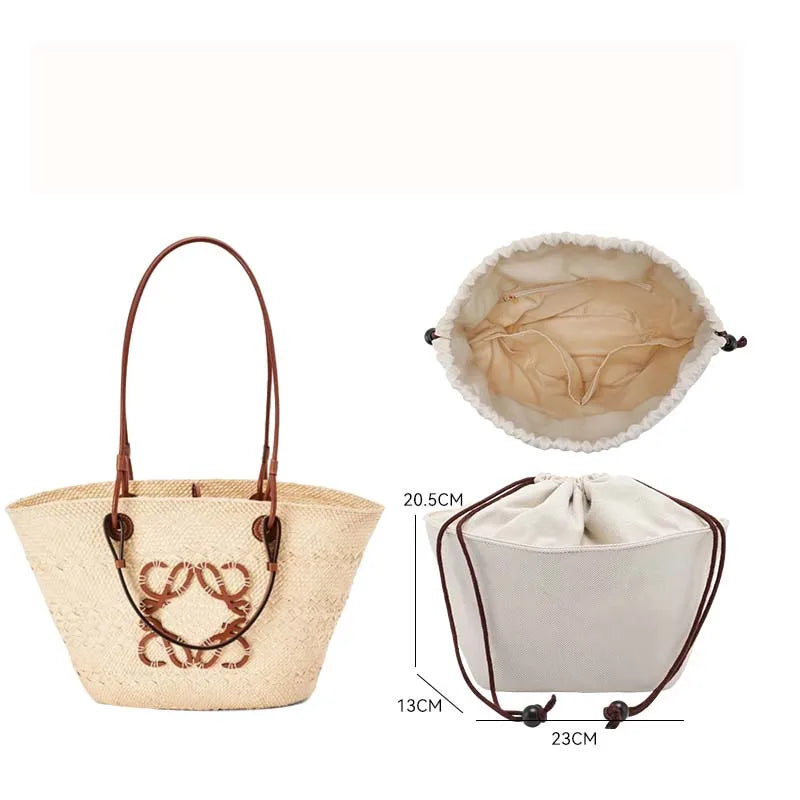 Drawstring bag organizer insert shoulder strap for Basket Picotin straw woven bag support inner liner bags accessories - EastCurated