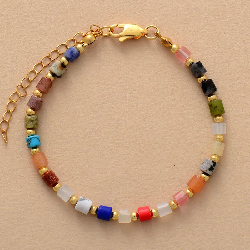 Kaseakia Bohemian Boho 7-color Natural Stone Handmade Beads Women's Adjustable Beaded Bracelet Jewelry for Women Fashion - EastCurated