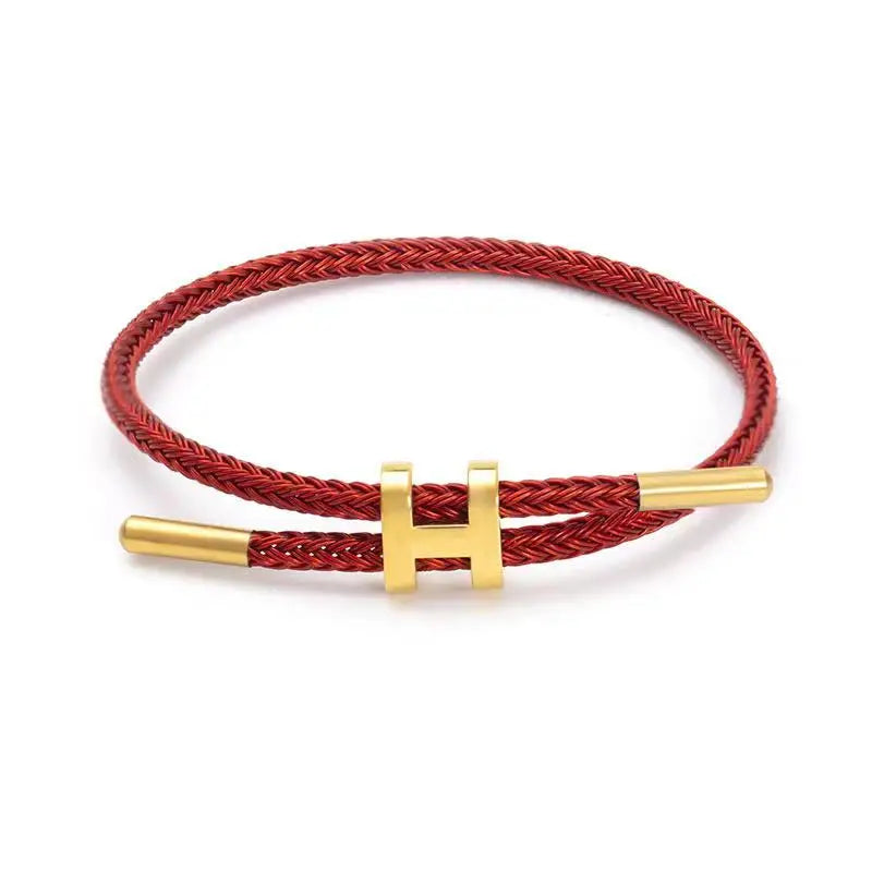 Braided Rope Bracelet Adjustable for Women with Stainless Steel Charms Arm Stacking Jewelry - EastCurated