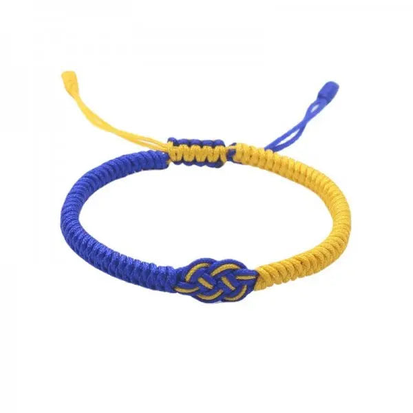 Ukraine National Emblem Trident Symbol Charms Bracelet for Women Men Ukrainian Flag Yellow Blue Rope Wristband Handmade Jewelry - EastCurated