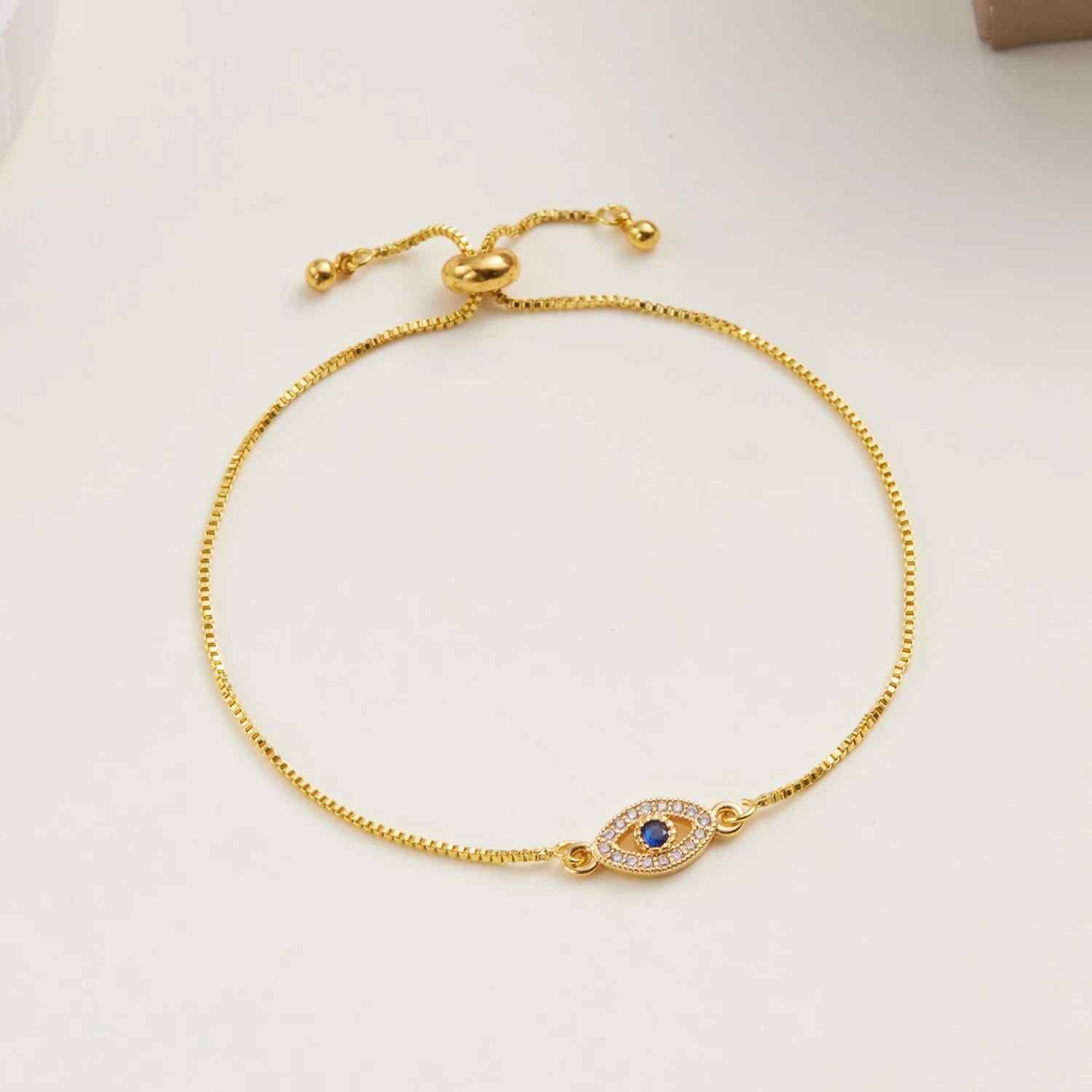 Exquisite Zircon Blue Crystal Evil Eye Bracelet Classic Turkish Lucky Eyes Gold Color Chain Bracelets For Women Men Jewelry Gift - EastCurated
