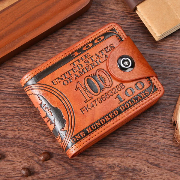 Men's Wallets  Dollar PatternWallet Male Leather Walet Photo Card HolderFashion Large Capacity Wallet Purse Bag - EastCurated