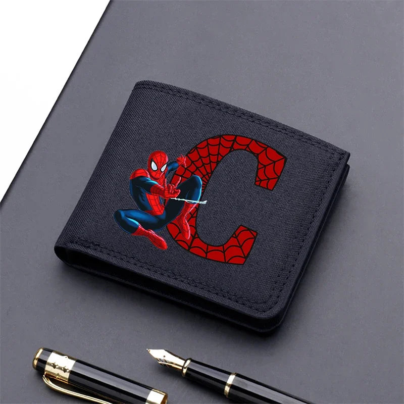 Marvels SpiderMans Adult Man Wallets Cartoon Letter Leather Fold Wallets Portable Anime Card Holder Coin Purse Cover Purses Gift - EastCurated