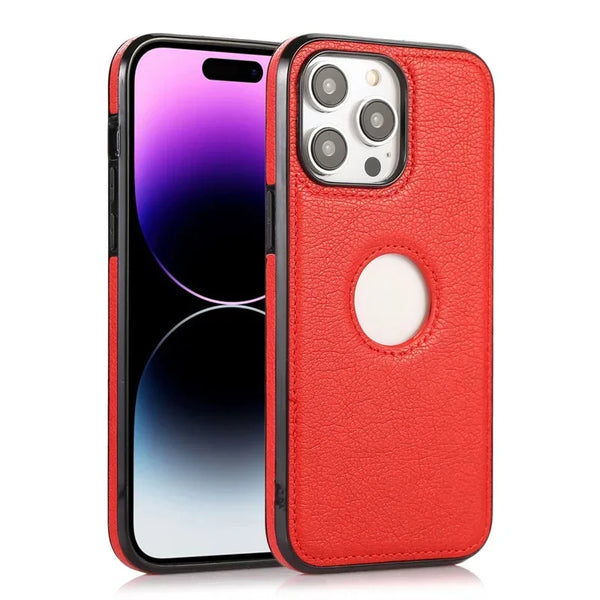 Logo View Luxury Classic Leather Thin Slim Case for IPhone 15 14 13 11 16 Pro Max 12 Mini XS XR X 8 7 Plus SE 2022 15Pro Cover
