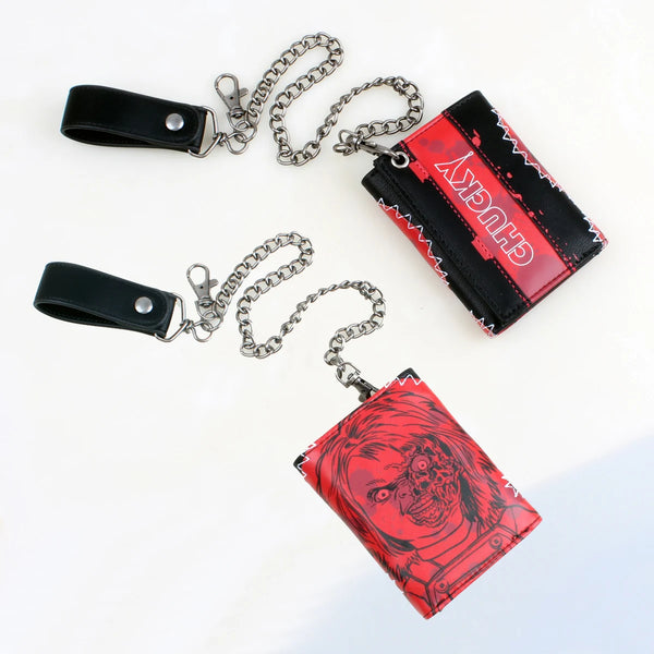 Three fold men's wallet with chain, personalized embroidered relief luminous card clip - EastCurated