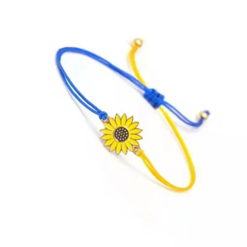 Ukraine National Emblem Trident Symbol Charms Bracelet for Women Men Ukrainian Flag Yellow Blue Rope Wristband Handmade Jewelry - EastCurated
