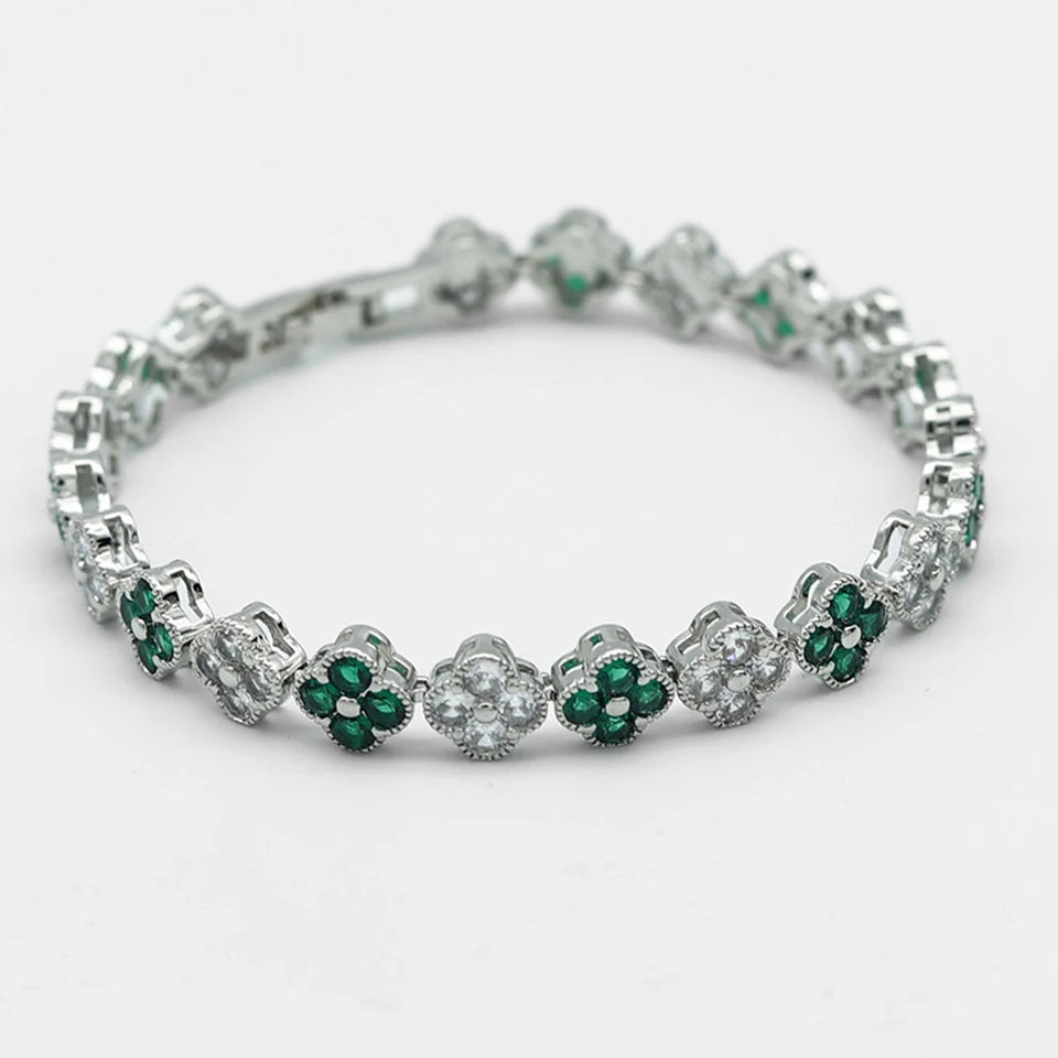 Yupsk Luxury Brass Colorful Random Zircon Flowers Bracelets for Women Exquisite Dopamine Buling CZ Jewelry Gifts