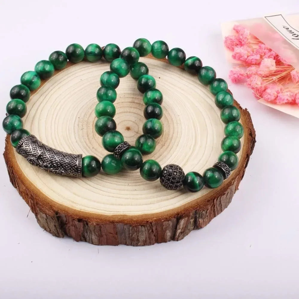 8mm Tiger Eye Stone Beads Bracelet Elastic Natural Stone Yoga Bracelet for Women Men