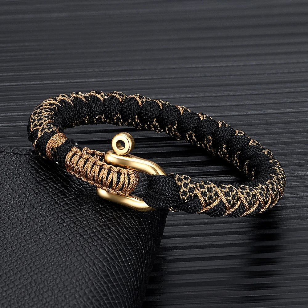 MKENDN Creative Design U shape Brass Shackle Buckle Survival Bracelet Handmade Outdoor Camping Rescue Emergency Rope Bracelet - EastCurated