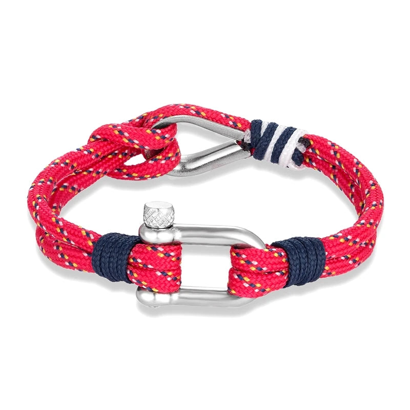 MKENDN Surfer Men Nautical Bracelet Adjustable Rope Bracelet With Stainless steel Carabiner For Women Outdoor Survival Jewelry