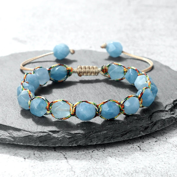 Bohemian Bracelets 8mm Tiger Eye Stone Agates Beads Cut Surface Bangle Handmade Adjustable Weave Bracelet Women Men Yoga Jewelry - EastCurated