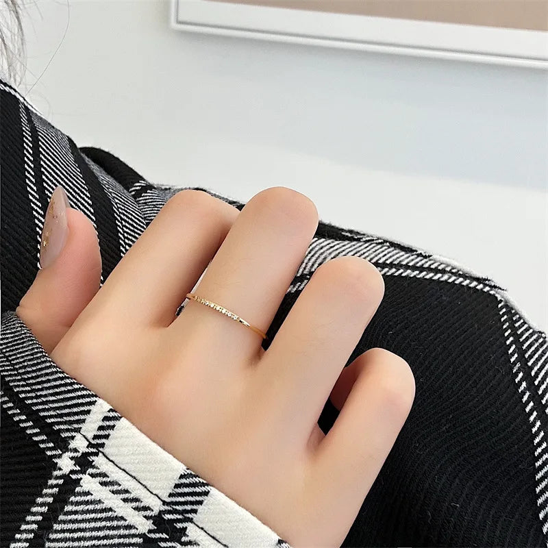 New Fashion stainless steel Cubic Zirconia Thin Finger Ring Fashion Jewelry Zircon Wedding Ring - EastCurated