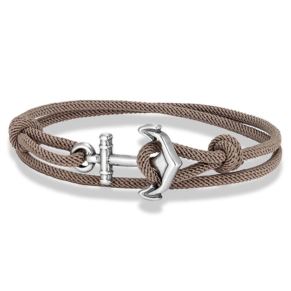 MKENDN Nautical Style Men Anchor Bracelet Handmade Adjustable Surfering Rope Braslet Unfading 3mm Thin String Braclet Homme