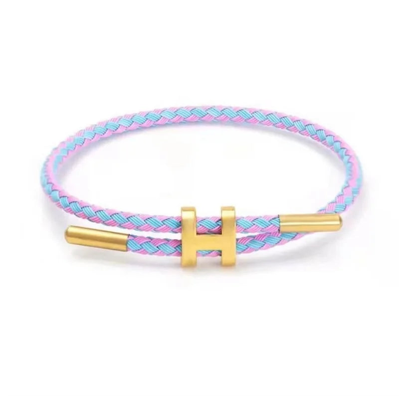 Braided Rope Bracelet Adjustable for Women with Stainless Steel Charms Arm Stacking Jewelry - EastCurated