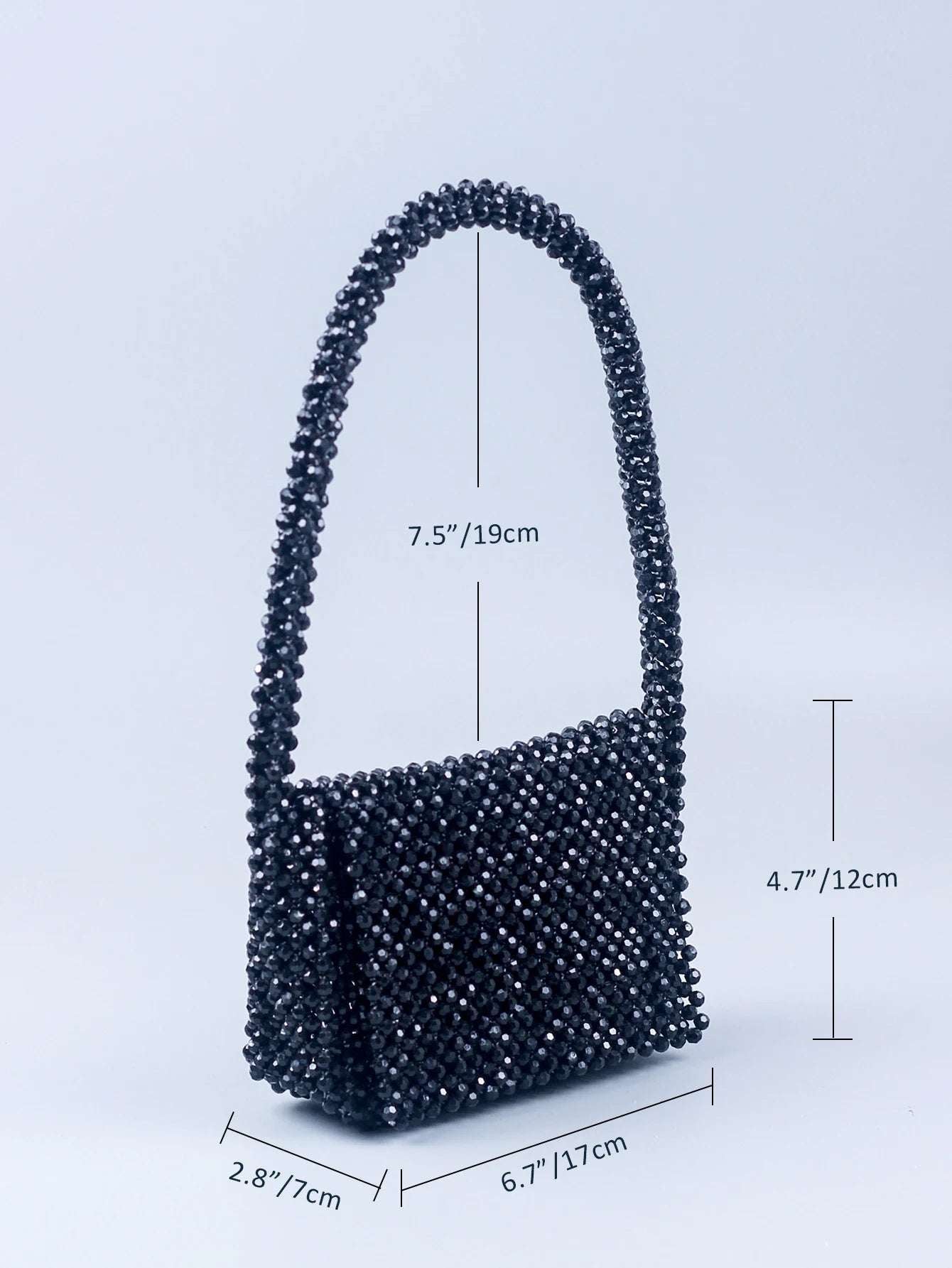 New Black Acrylic Corner Beads U-shaped Handle Women's Dinner Handwoven Fashion Shoulder Bag