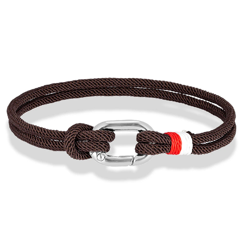 MKENDN New Nautical Mens Thin Rope Bracelet With Oval Circle Spring Clasp For Surfer Beach Jewelry Gifts