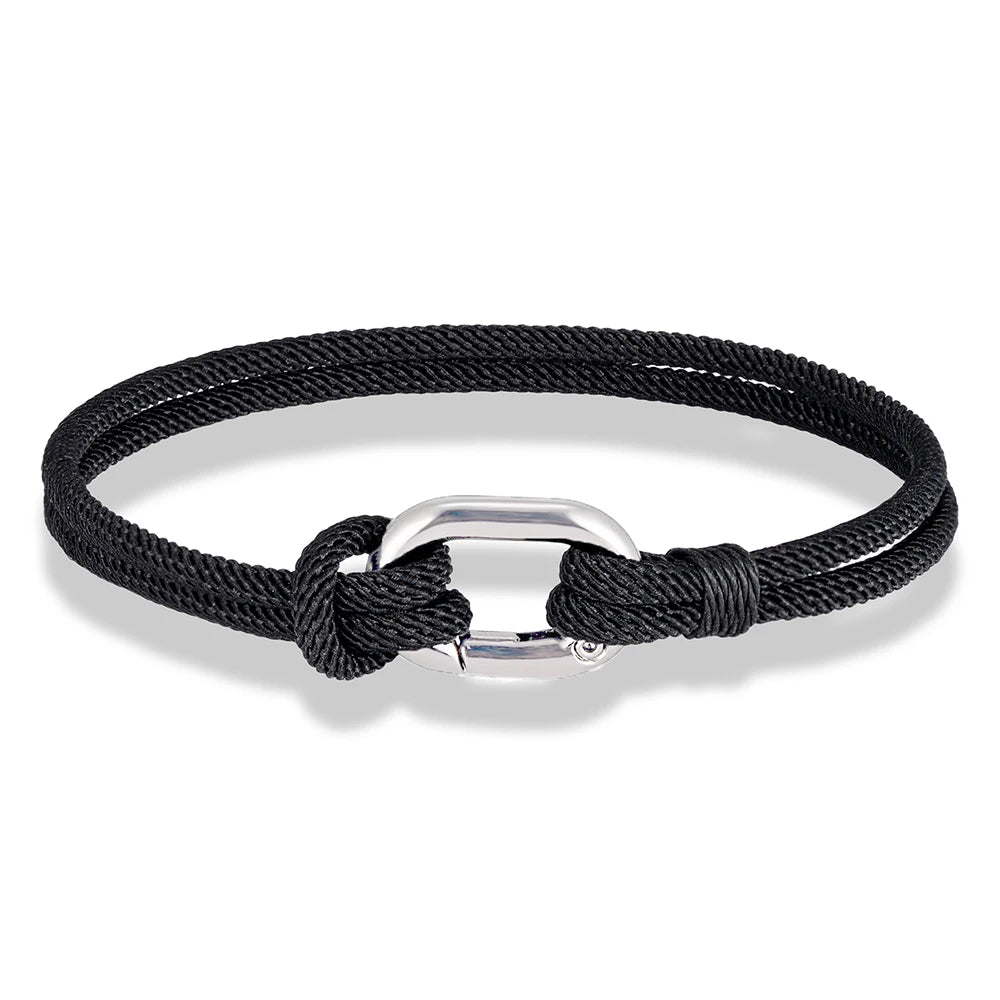 MKENDN New Nautical Mens Thin Rope Bracelet With Oval Circle Spring Clasp For Surfer Beach Jewelry Gifts