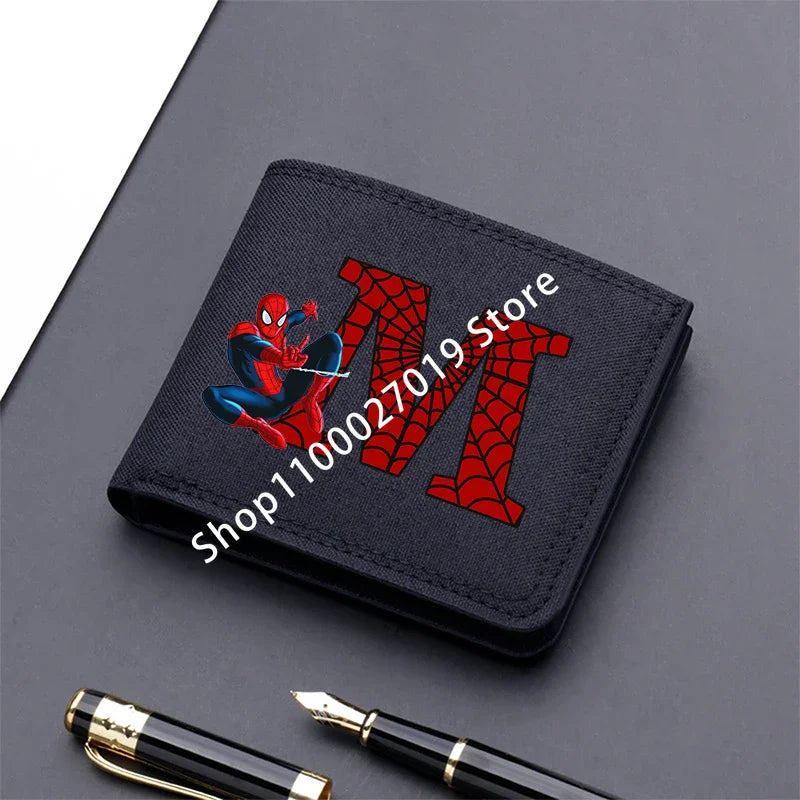 Marvels SpiderMans Adult Man Wallets Cartoon Letter Leather Fold Wallets Portable Anime Card Holder Coin Purse Cover Purses Gift - EastCurated