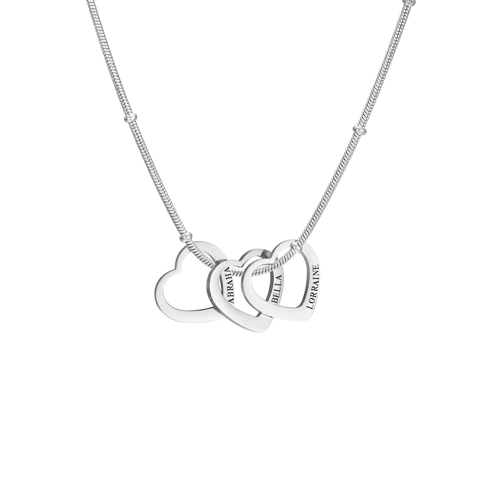 Lemegeton Customize Name Love Necklace 1-4 Heart Pendant Personalized Engraved Name Stainless Steel Jewelry Couple Family Gifts - EastCurated