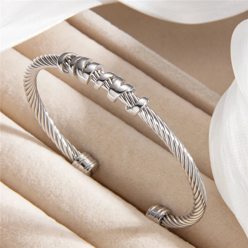 Adjustable Small Cz Crisscross Intergold Bracelet Titanium Steel Twisted Bangle  Minimalist High-End Fashion Jewelry For Woman - EastCurated