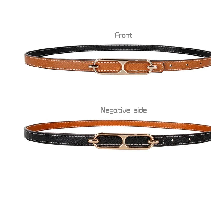 2025 Double-sided use of women's leather belt decorated ins fashion jeans wild student trend luxury design top quality brand - EastCurated