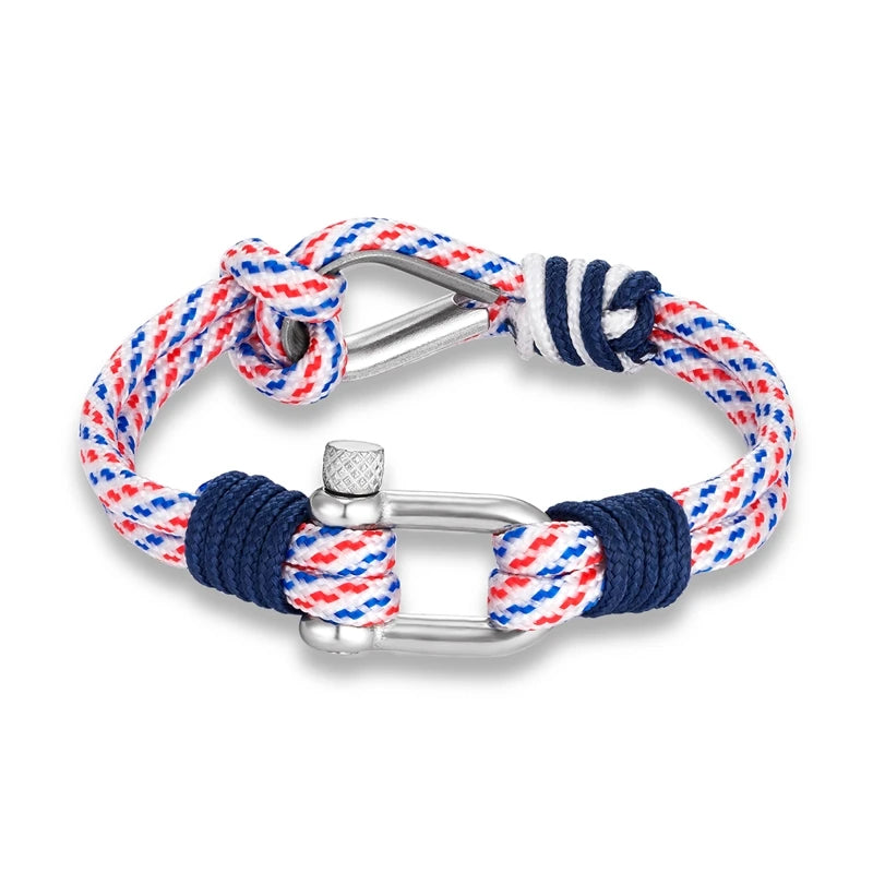 MKENDN Surfer Men Nautical Bracelet Adjustable Rope Bracelet With Stainless steel Carabiner For Women Outdoor Survival Jewelry
