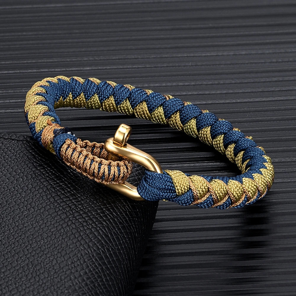 MKENDN Creative Design U shape Brass Shackle Buckle Survival Bracelet Handmade Outdoor Camping Rescue Emergency Rope Bracelet - EastCurated