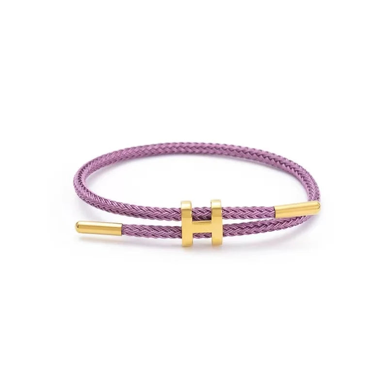 Braided Rope Bracelet Adjustable for Women with Stainless Steel Charms Arm Stacking Jewelry - EastCurated