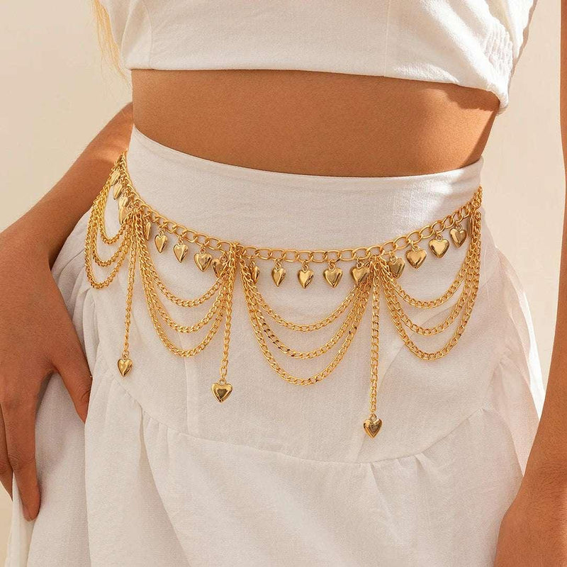 Ingemark Multilayer Butterfly Ball Love Heart Pendant Tassel Lingerie Chain Waist Belly Belt Women Summer Bikini Body Jewelry