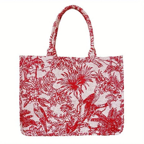 Tiger pattern embroidered handbag suitable for both men and women, Chinese lightweight large capacity armpit square bag