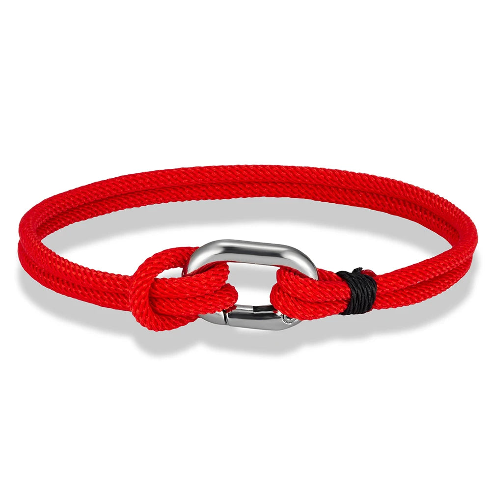 MKENDN New Nautical Mens Thin Rope Bracelet With Oval Circle Spring Clasp For Surfer Beach Jewelry Gifts