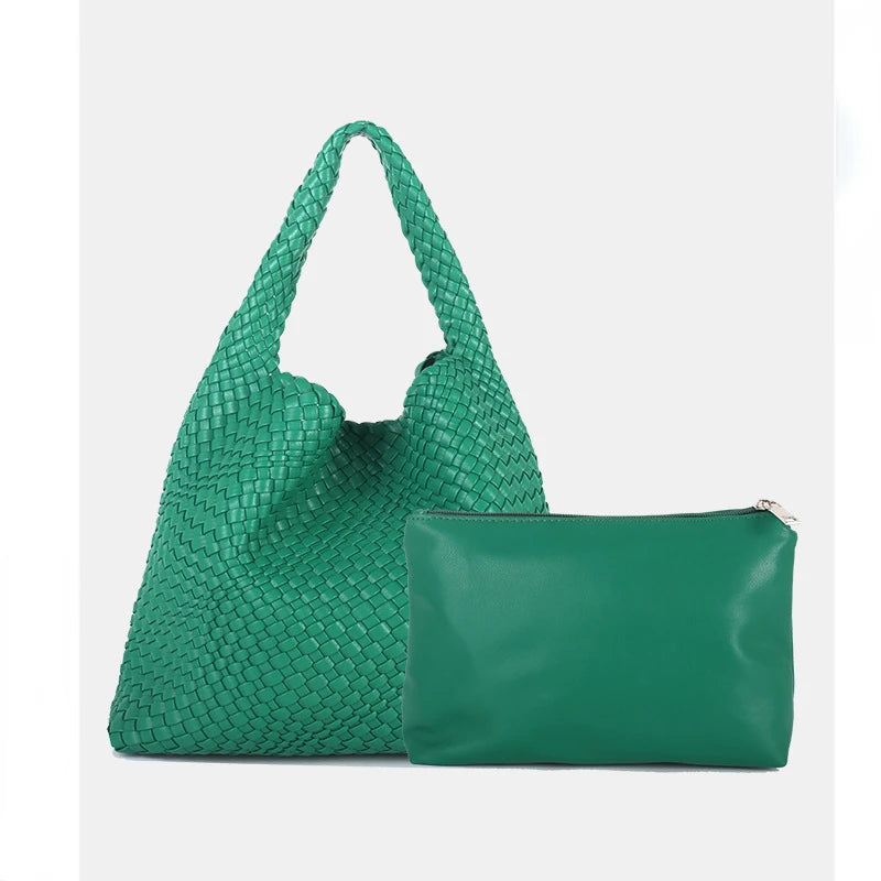 ZR DIARY Handmade Woven Bag Women PU Leather Large Capacity Totes Fashion Shoulder Bag 224BZ9389-1 - EastCurated