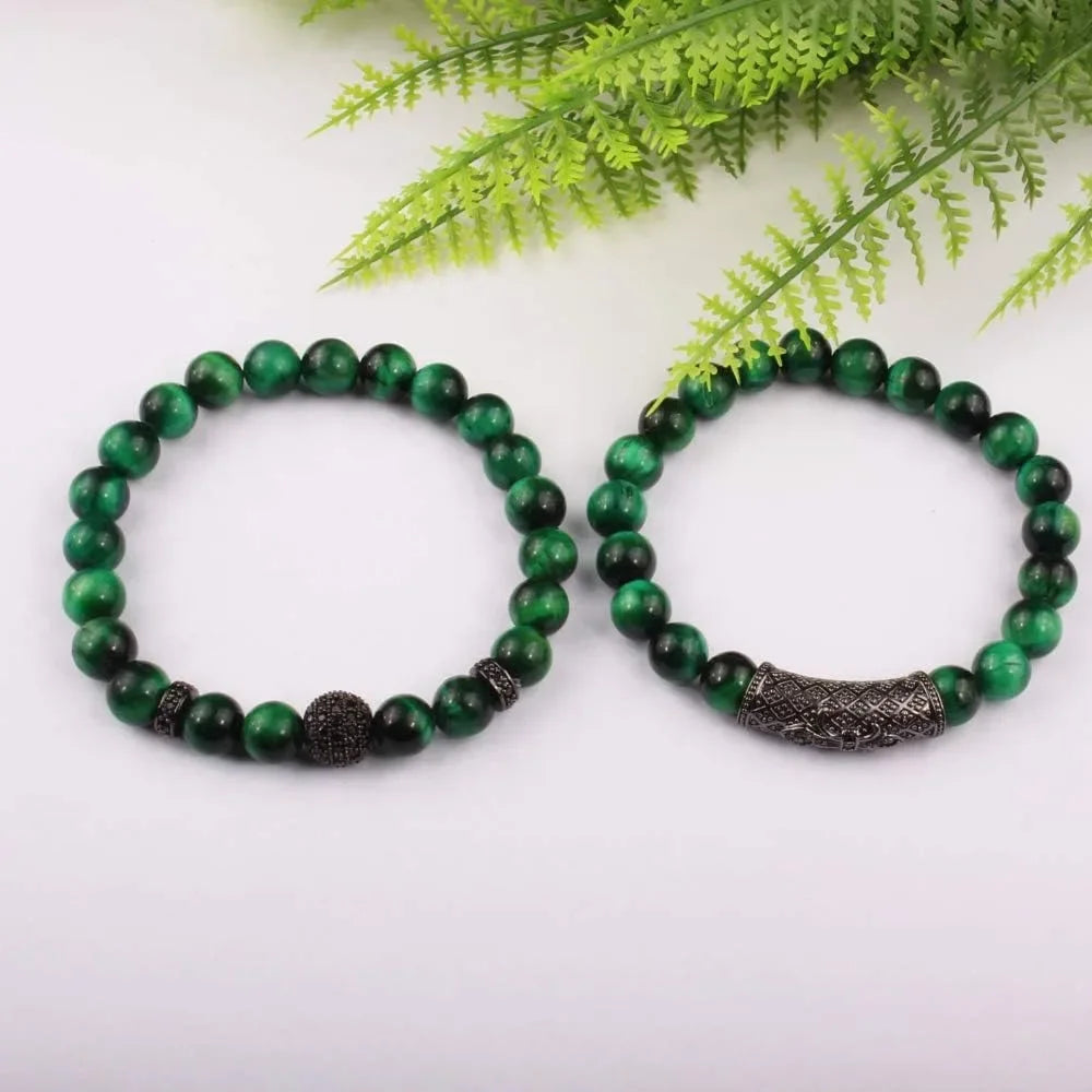 8mm Tiger Eye Stone Beads Bracelet Elastic Natural Stone Yoga Bracelet for Women Men
