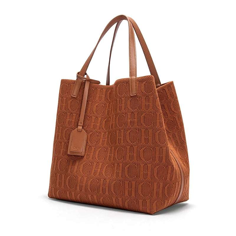 CH New Solid Color Outer Exquisite Fly Weaving Handmade Woven Large Capacity Shoulder Bag Ladies Handbag Fashion Classic
