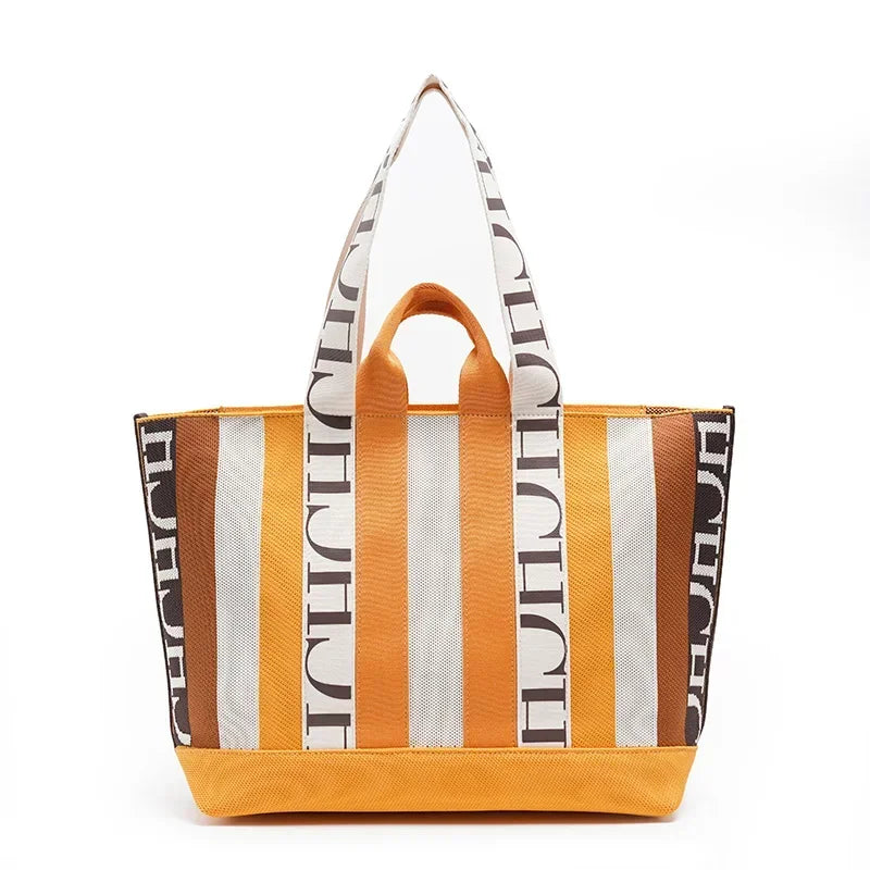 CH Casual Trend Shoulder Bag Simple New Stripe Splicing Design Crossbody Bags Commuter Large Capacity Ladies Shopping Handbag - EastCurated