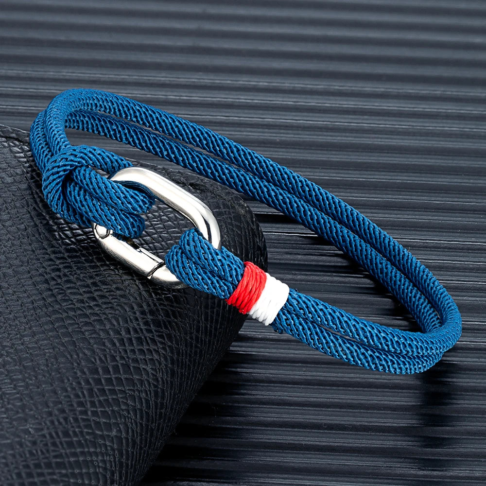 MKENDN New Nautical Mens Thin Rope Bracelet With Oval Circle Spring Clasp For Surfer Beach Jewelry Gifts