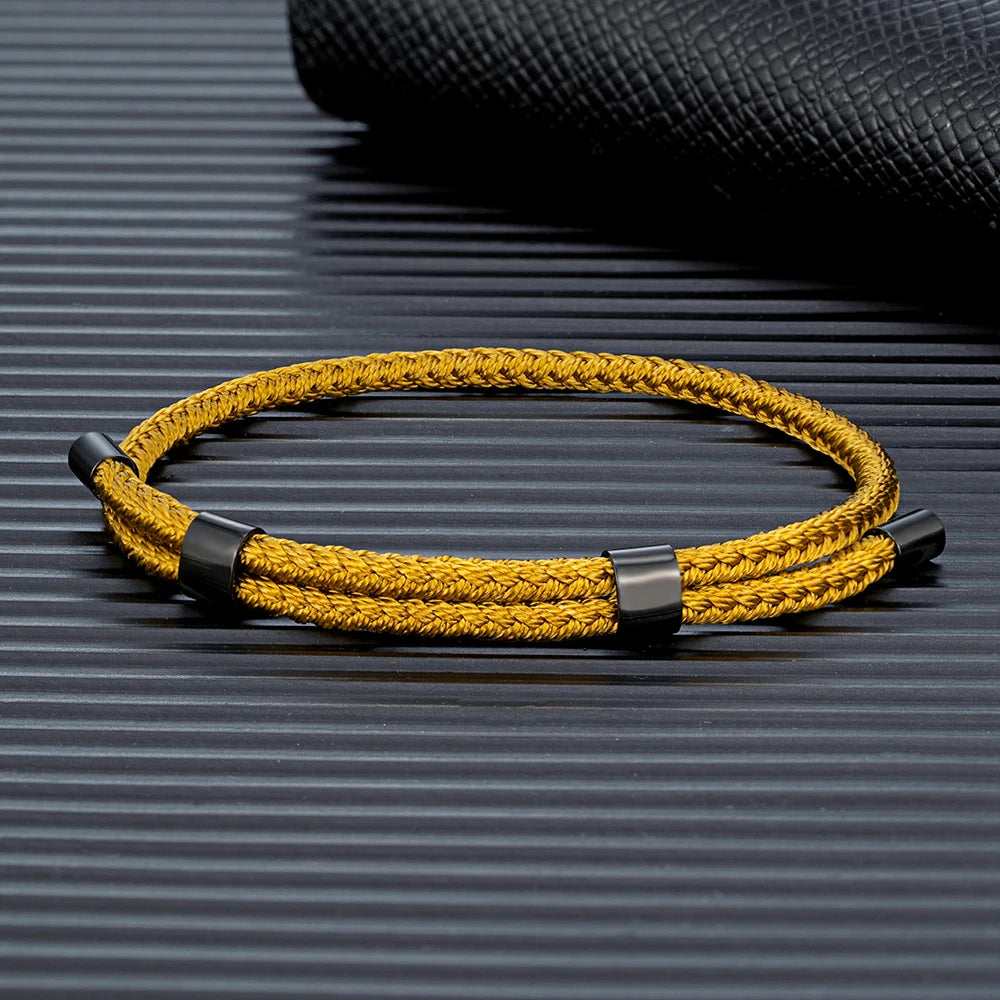 MKENDN 3MM Waterproof Surfering Rope Bracelets Men Adjustable Nautical Rope Bracelet Women Black Stainless Steel Sport Buckle - EastCurated