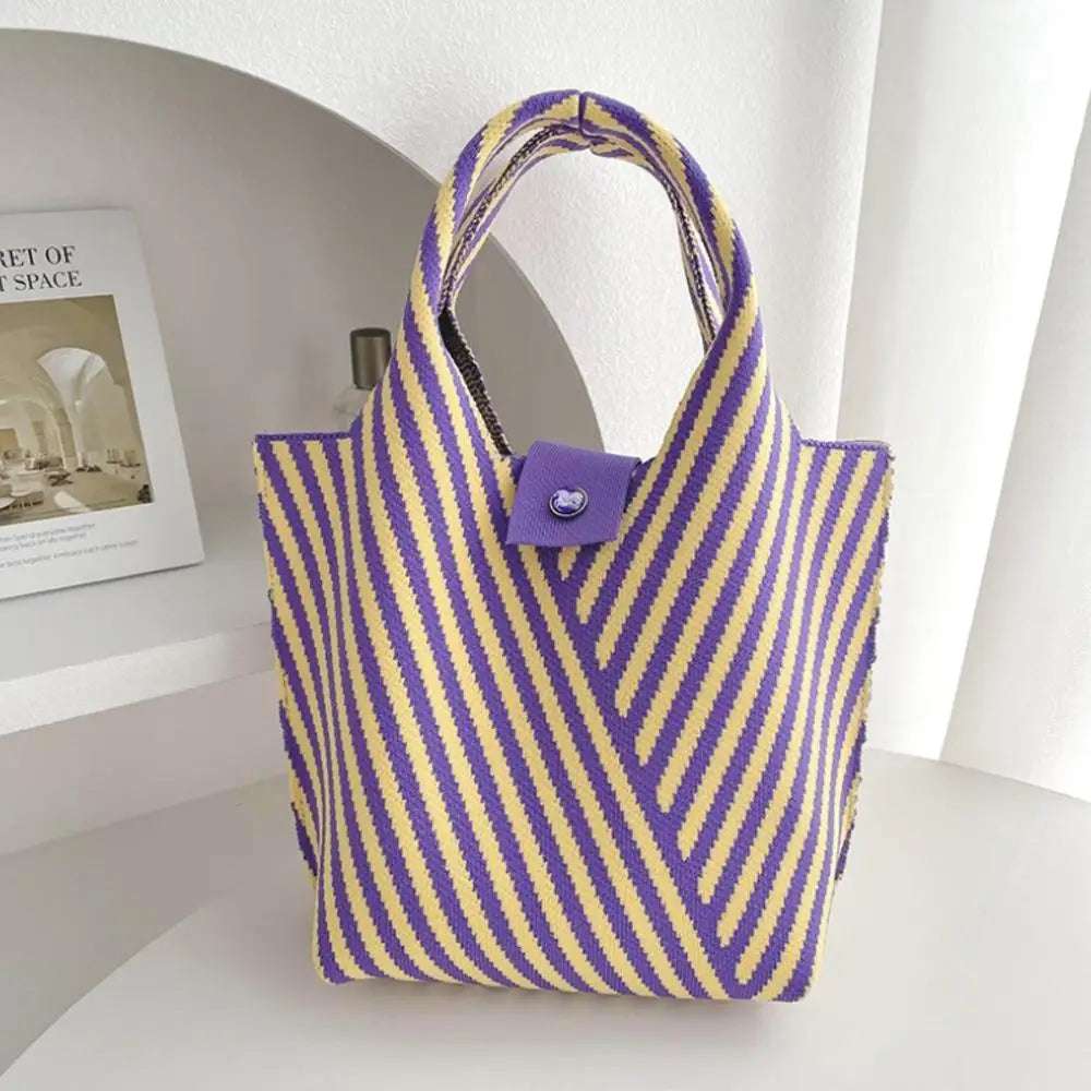 New Corrugation Knitted Handbag Girl Casual Shoulder Bag Women Retro Large Capacity Commuter Bucket Bag Phone Keys Purse 28*18cm