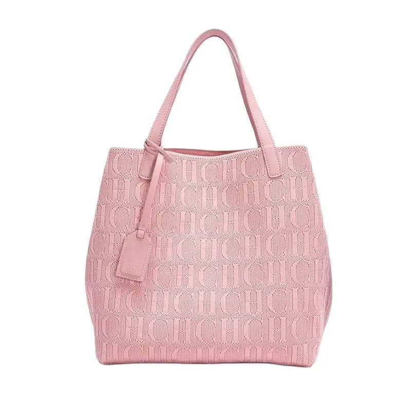 CH New Solid Color Outer Exquisite Fly Weaving Handmade Woven Large Capacity Shoulder Bag Ladies Handbag Fashion Classic - EastCurated