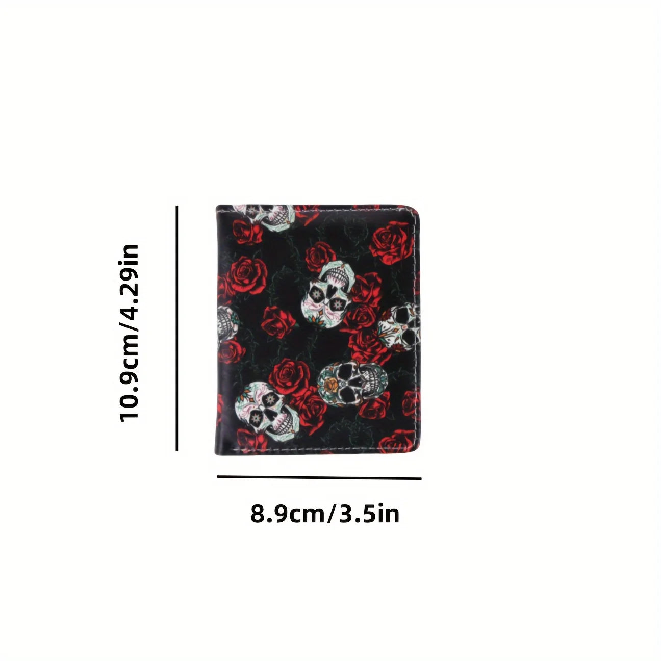 Colorful Skull Short Wallet Retro Skull Print Women's Zipper Coin Purse (Pattern Position Randomly) - EastCurated